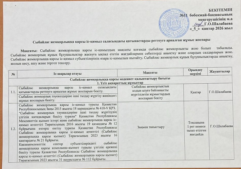 Жұмыс жоспары